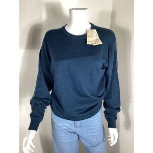 Mens Smoky Green Merino Wool Crew Neck Sweater S Casual Outdoor Winter